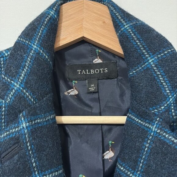 Talbots Women's Windowpane Blue Plaid Jacket - Picture 4 of 10